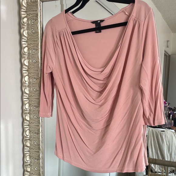 H&M Soft Pink Draped Blouse - Picture 2 of 9